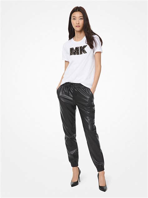 michael kors faux leather joggers
